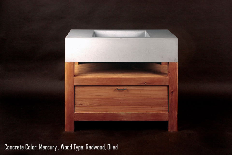 2016 Award-Winning Concrete Vanity for Elevated Bathroom Design | Unique Concrete Sink with Vanity, Simple Interior Design, Rustic Style.