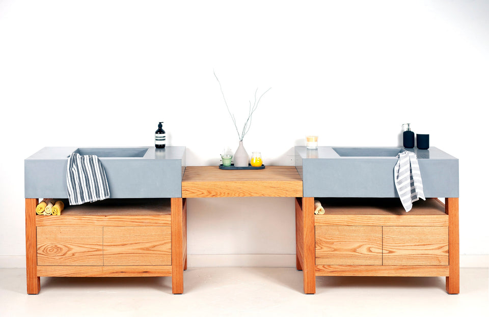 2016 Award-Winning Concrete Vanity for Elevated Bathroom Design | Unique Concrete Sink with Vanity, Simple Interior Design, Rustic Style.