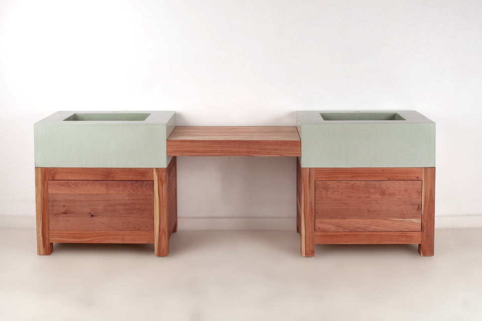 Concrete Sink and wood Vanity