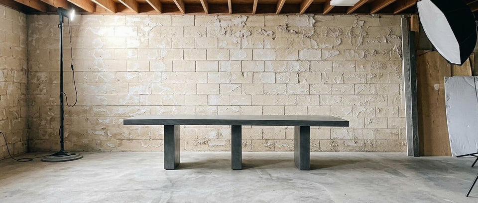 Monolithic Concrete Dining Table – Minimalist Architectural Trestle