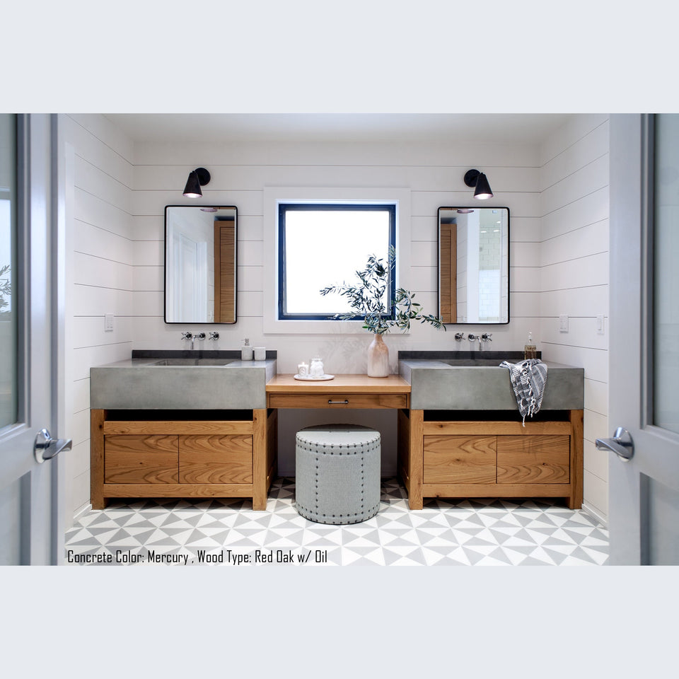 2016 Award-Winning Concrete Vanity for Elevated Bathroom Design | Unique Concrete Sink with Vanity, Simple Interior Design, Rustic Style.