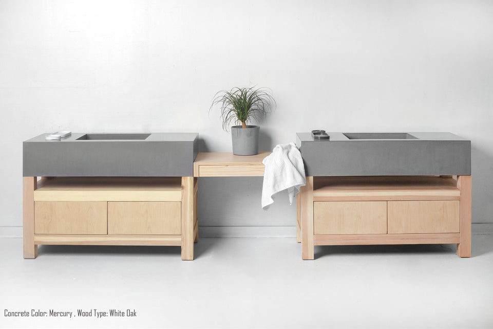 2016 Award-Winning Concrete Vanity for Elevated Bathroom Design | Unique Concrete Sink with Vanity, Simple Interior Design, Rustic Style.