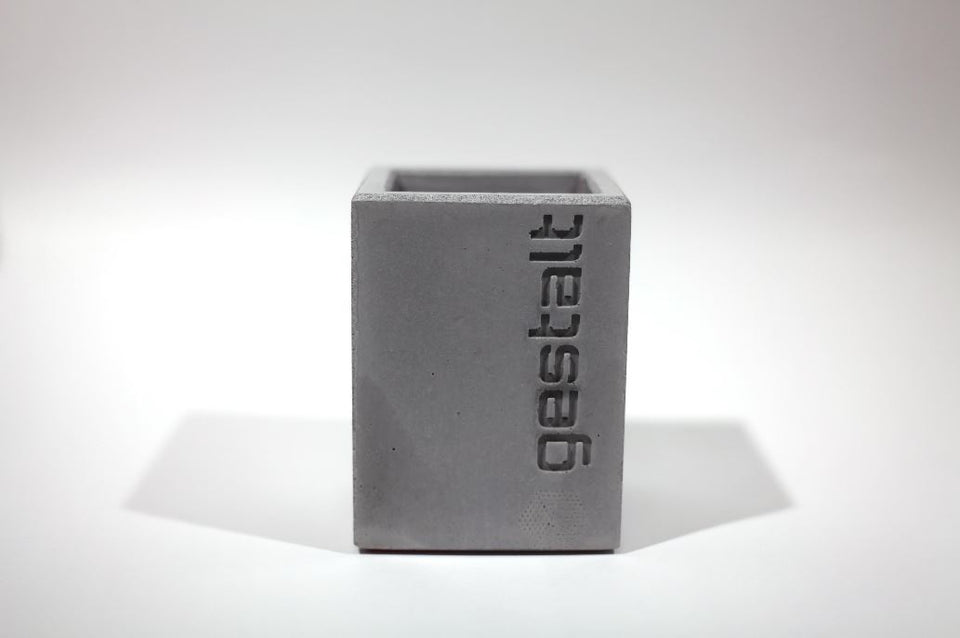Pencil holder Custom Design or Business Logo, Modern Gray Concrete Desktop Pencil Holder Cup and Pen Holder, Office Stationery Organizer