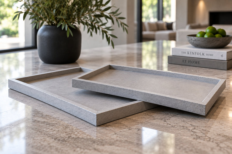 Handmade Concrete Tray, Minimalist Architectural Design, Bathroom Vanity Organizer