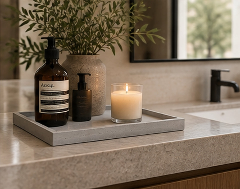 Handmade Concrete Tray, Minimalist Architectural Design, Bathroom Vanity Organizer