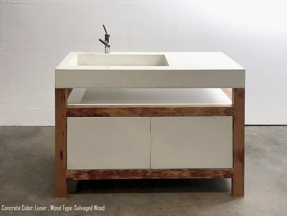 2016 Award-Winning Concrete Vanity for Elevated Bathroom Design | Unique Concrete Sink with Vanity, Simple Interior Design, Rustic Style.
