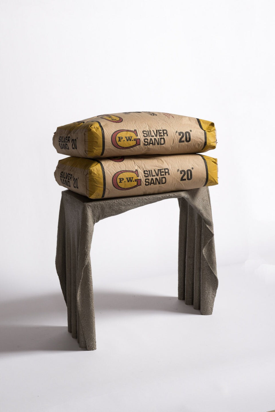 Modern Natural Form Fabric Concrete Coffee End Table
