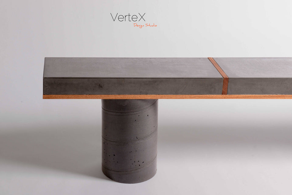 Minimal Black Concrete Column Bench - Narrow 76", Handmade, UHPC, Waterproof, Custom Dim, Modern landscape furniture Ideas, Exterior design.