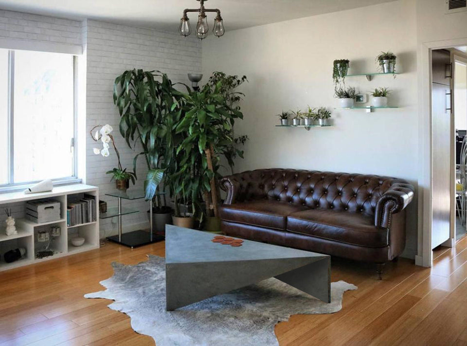 Modern Concrete Triangle Coffee Table - Isosceles 48"