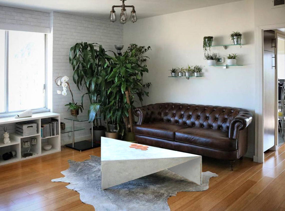 Modern Concrete Triangle Coffee Table - Isosceles 48"