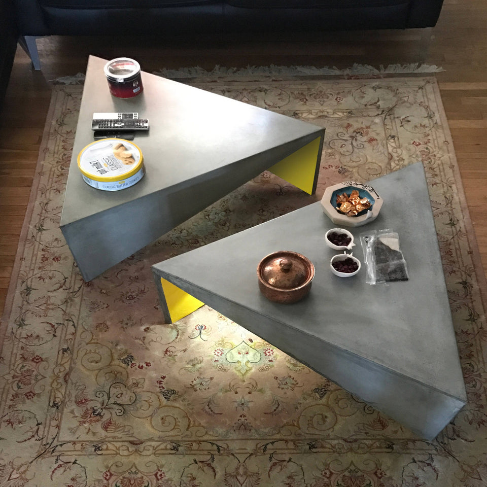 Bermuda Concrete Coffee Table- Equilateral Triangle 36, indoor/outdoor coffee table, handmade, Modern/unique coffee Table, Custom size table