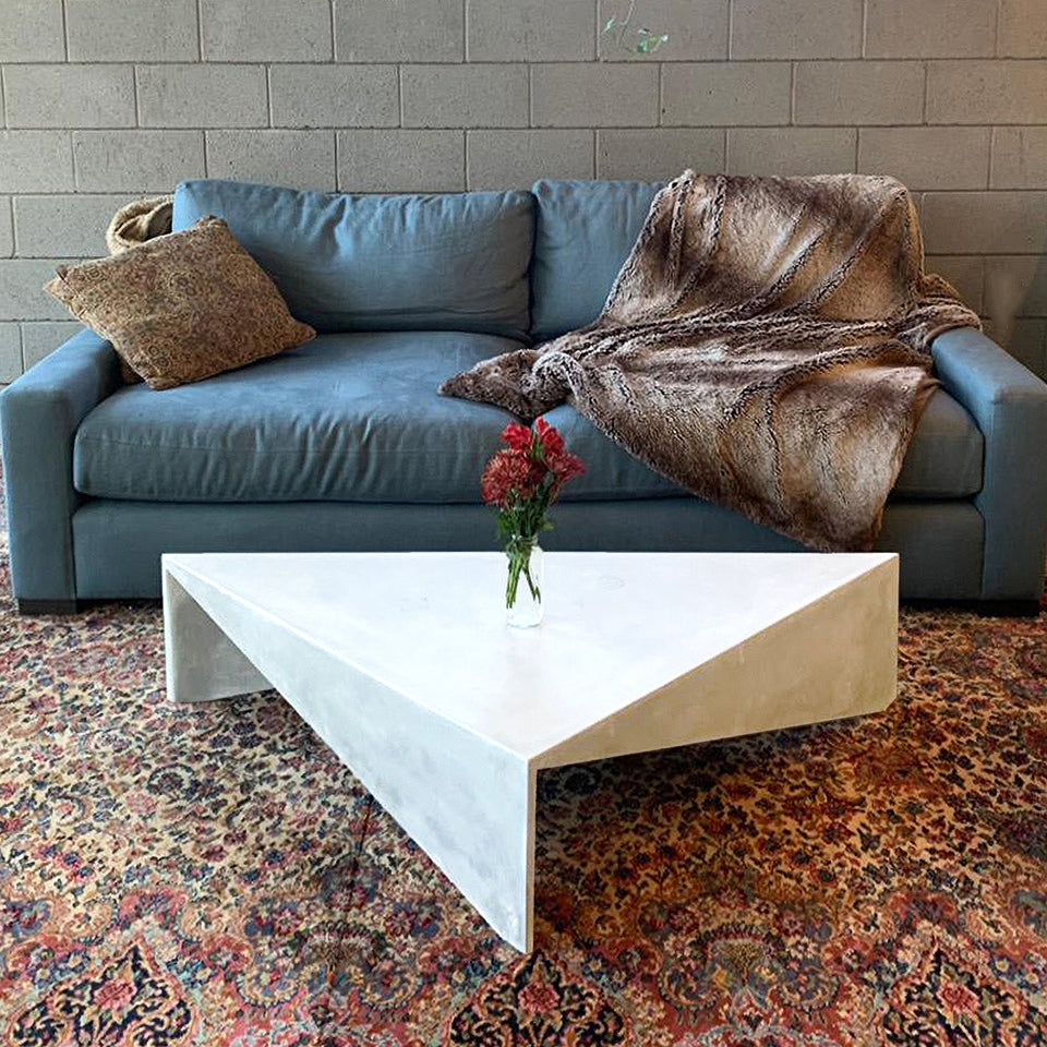 Bermuda Concrete Coffee Table - Isosceles 42, indoor and outdoor coffee table, handmade, Modern/unique coffee Table, Custom size table