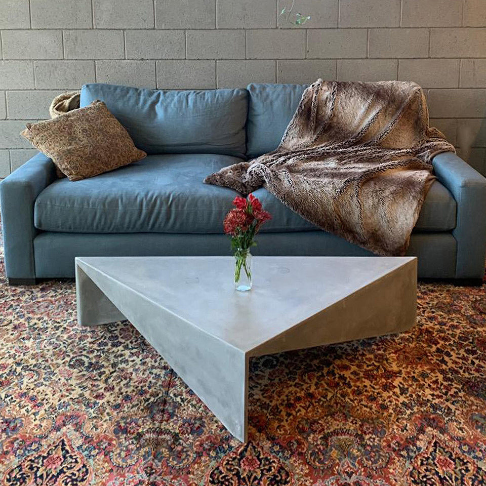 Bermuda Concrete Coffee Table - Isosceles 42, indoor and outdoor coffee table, handmade, Modern/unique coffee Table, Custom size table