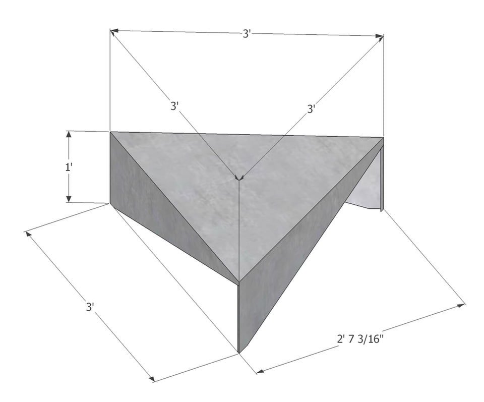 Bermuda Concrete Coffee Table- Equilateral Triangle 36, indoor/outdoor coffee table, handmade, Modern/unique coffee Table, Custom size table