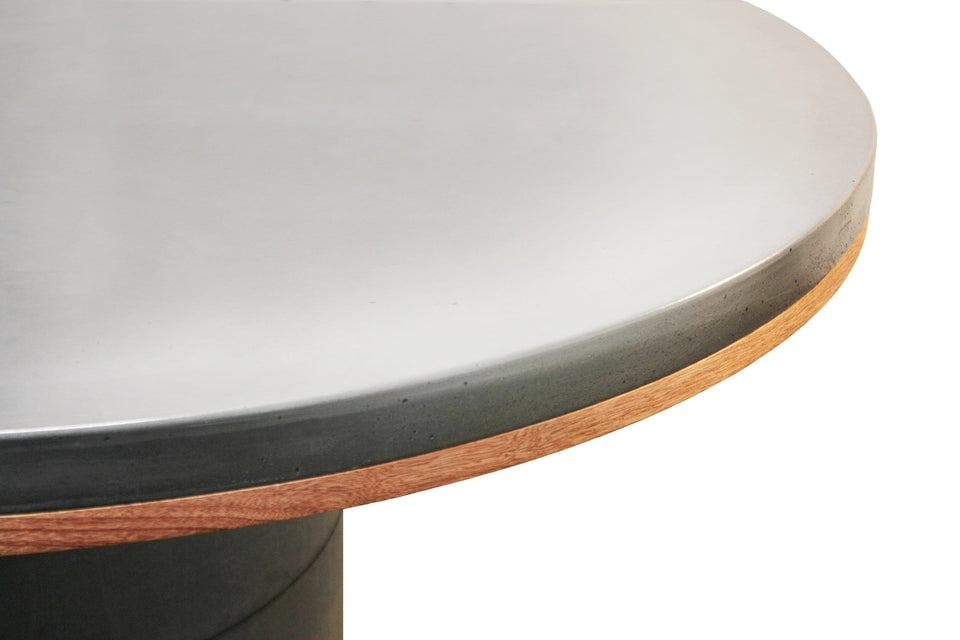 Unique 48" Round Concrete Dining Table: Elegant Handmade UHPC, Waterproof, Weatherproof, Food-Safe. Minimalist Design with Concrete & Wood.