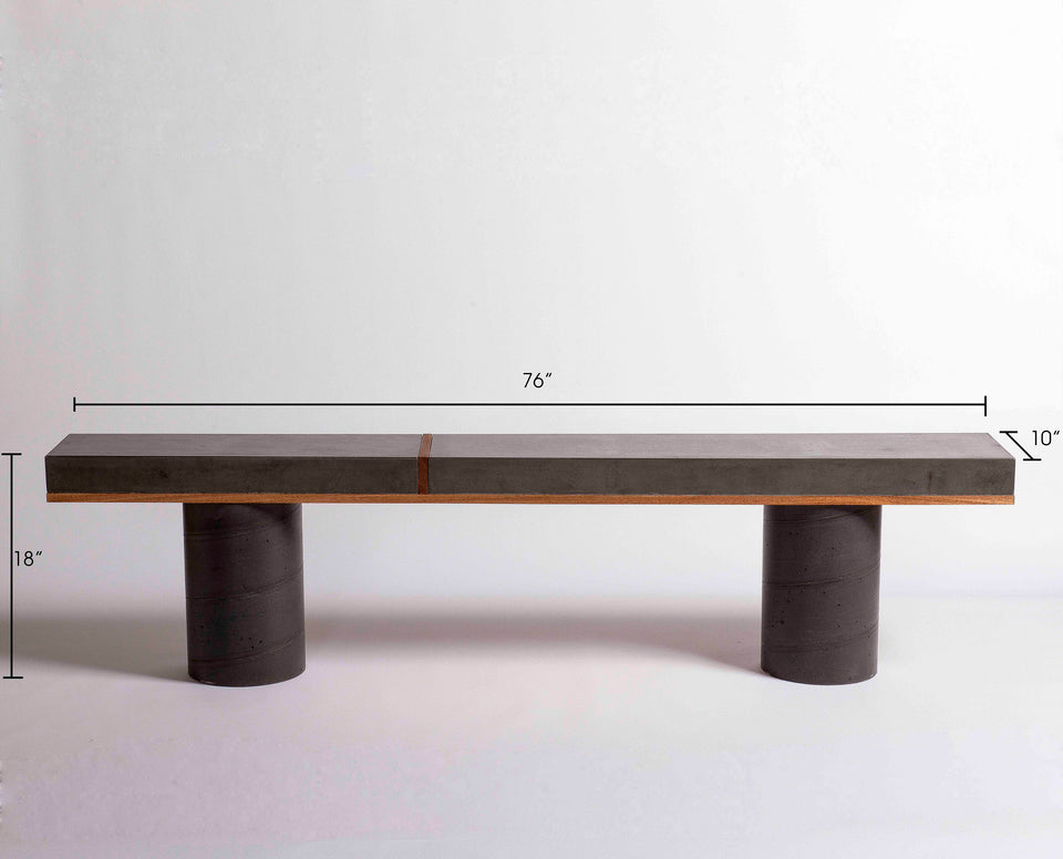 Minimal Black Concrete Column Bench - Narrow 76", Handmade, UHPC, Waterproof, Custom Dim, Modern landscape furniture Ideas, Exterior design.