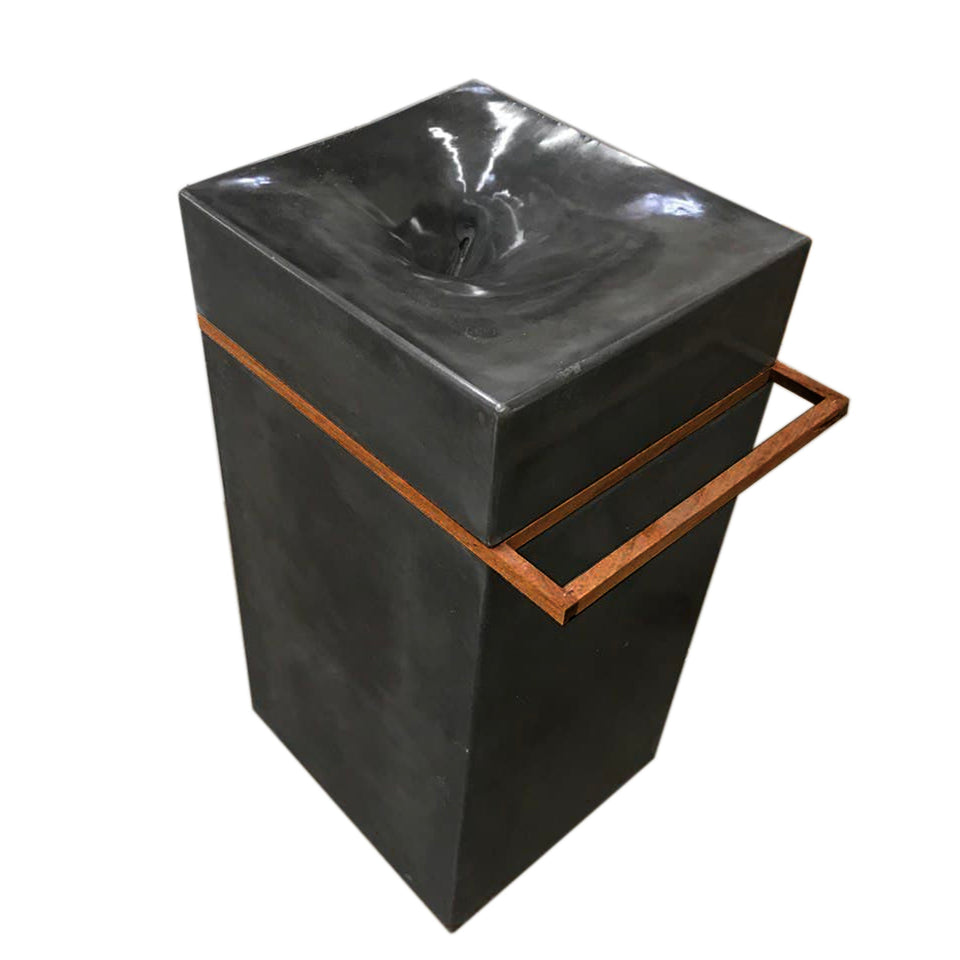 Artisan Handcrafted Concrete Sink - Unique Vortex Design - Pedestal/Over Mount Bathroom Vanity Basin - Modern Home Decor.