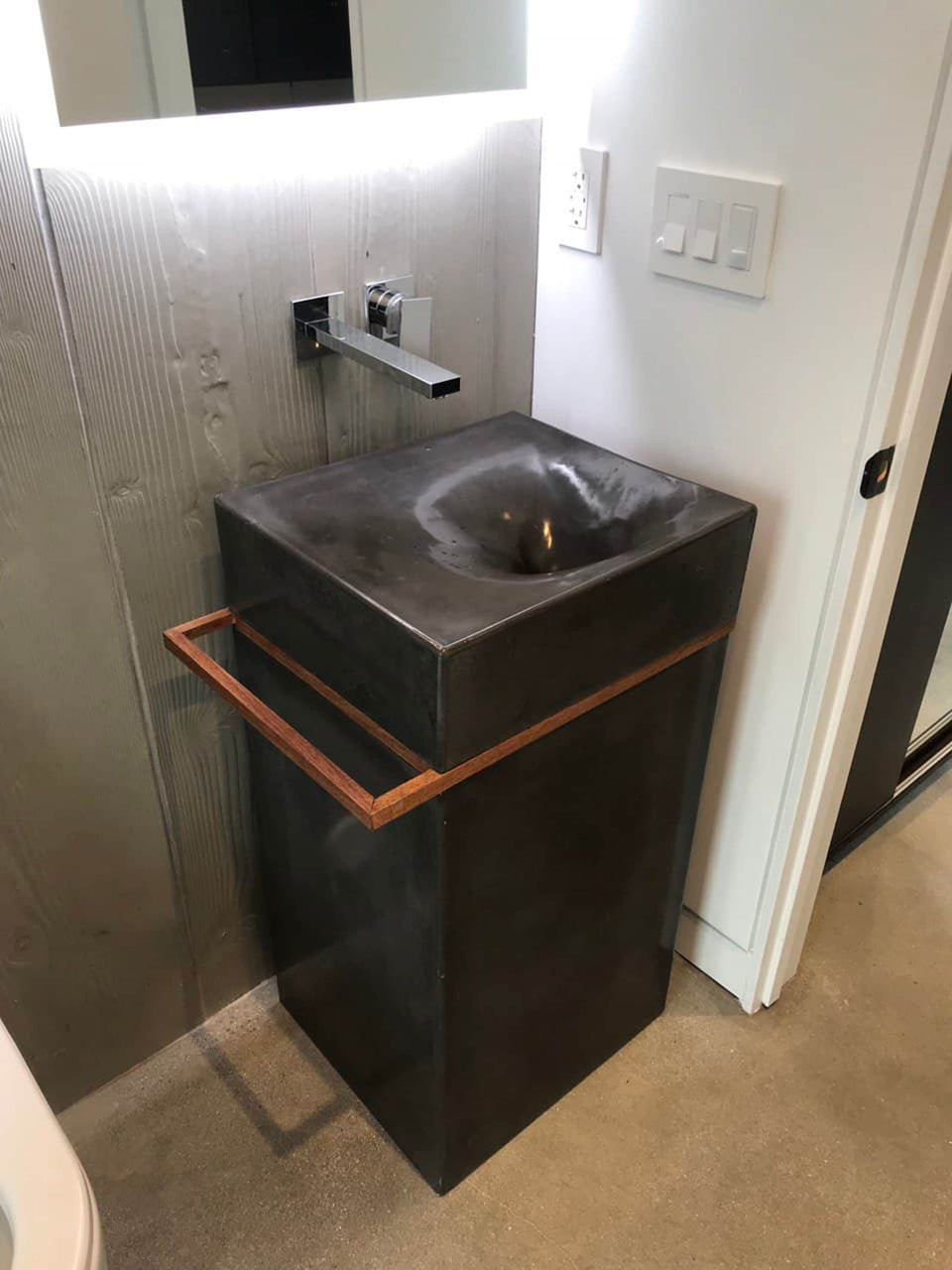 Artisan Handcrafted Concrete Sink - Unique Vortex Design - Pedestal/Over Mount Bathroom Vanity Basin - Modern Home Decor.