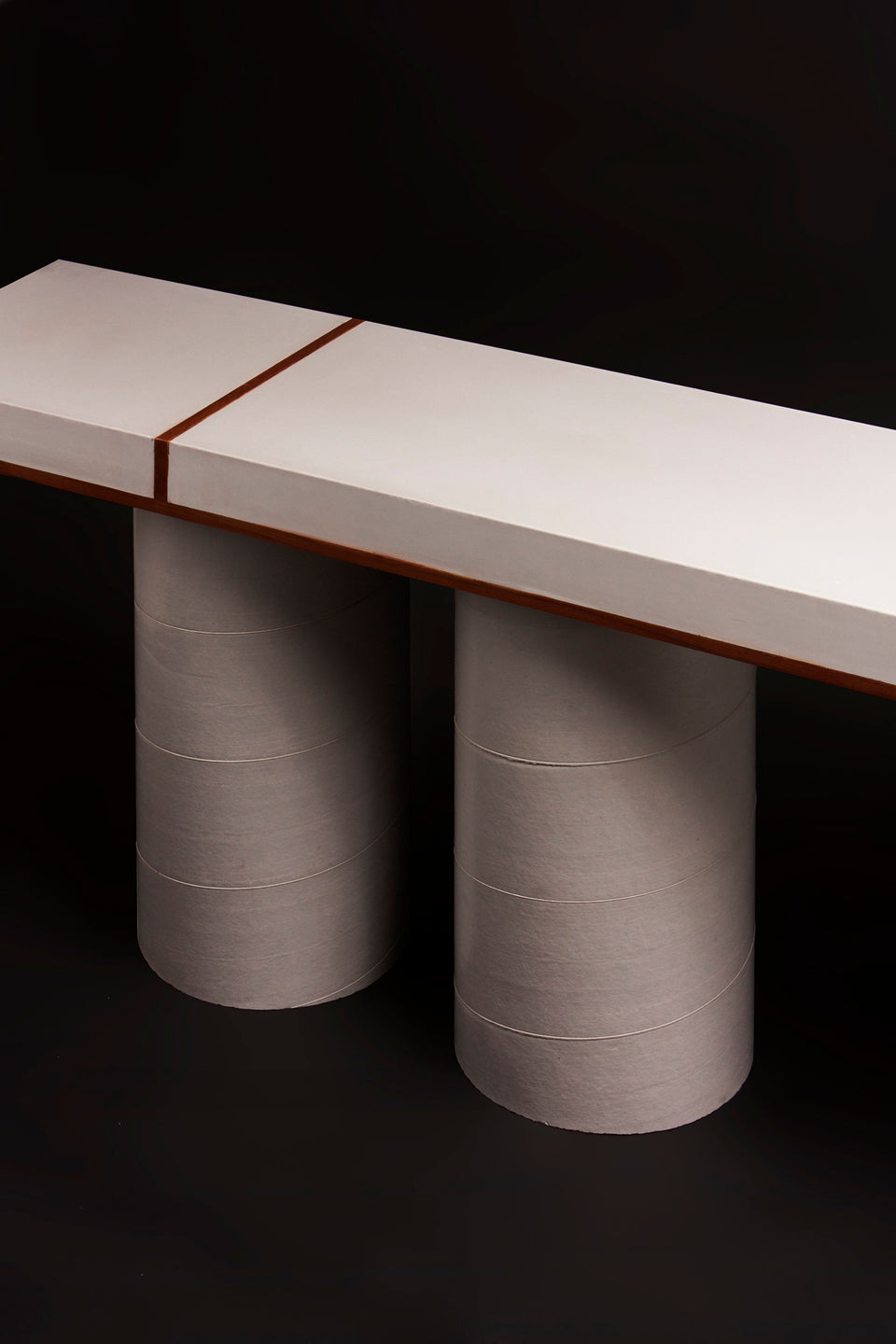 Concrete and wood Console Table - Modern, Brutalist Design. Handmade with UHPC, Waterproof and durable. Customizable. Minimal for exterior.