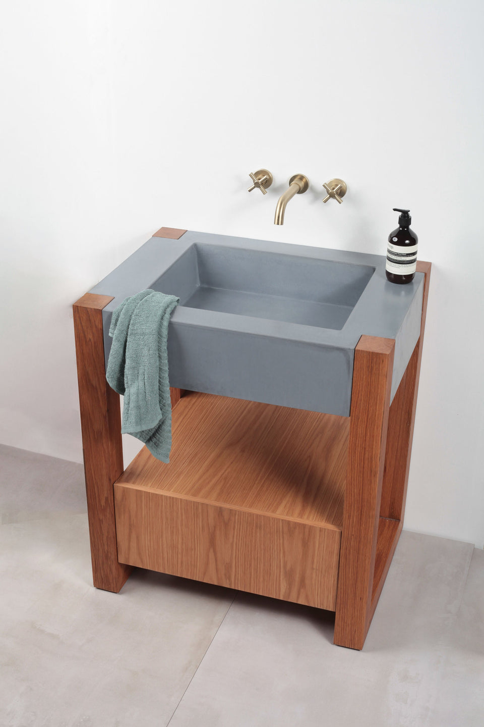 Plus Design Concrete Sink with Vanity | Handmade UHPC, Fiberglass Reinforced | Waterproof | Customizable Dim | Modern Luxury Bathroom Ideas