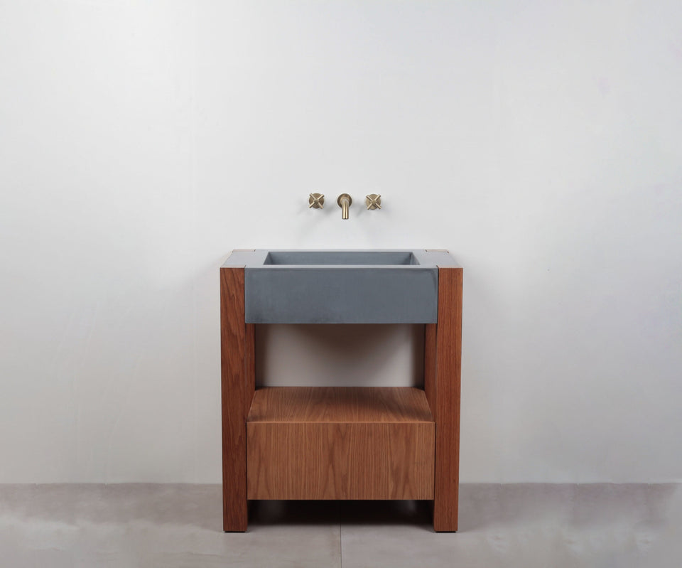 Plus Design Concrete Sink with Vanity | Handmade UHPC, Fiberglass Reinforced | Waterproof | Customizable Dim | Modern Luxury Bathroom Ideas