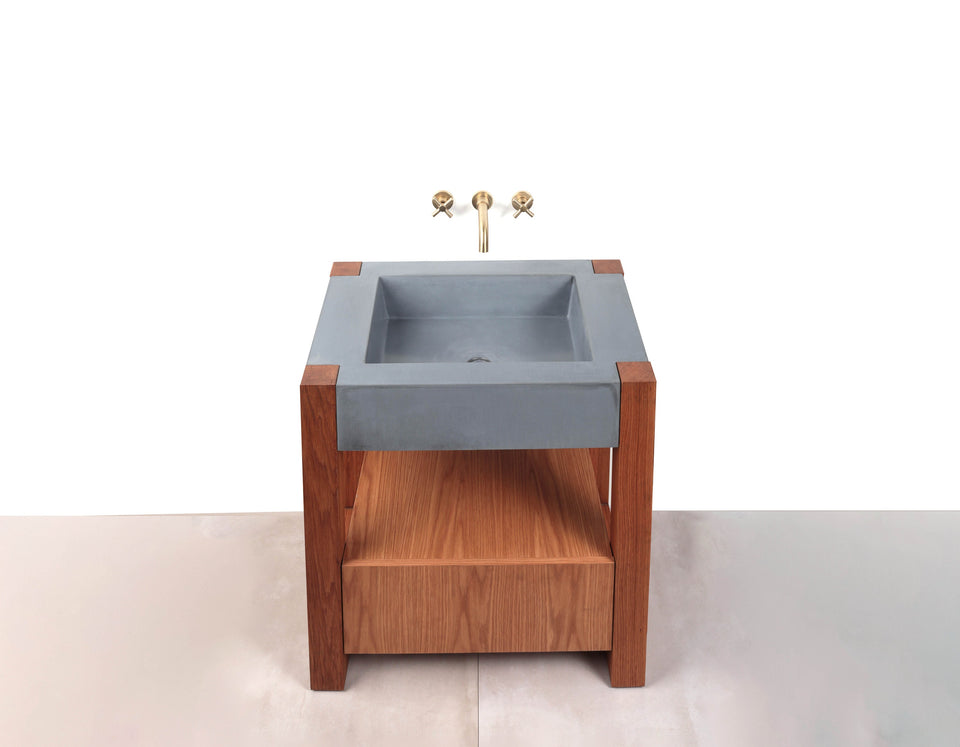 Plus Design Concrete Sink with Vanity | Handmade UHPC, Fiberglass Reinforced | Waterproof | Customizable Dim | Modern Luxury Bathroom Ideas