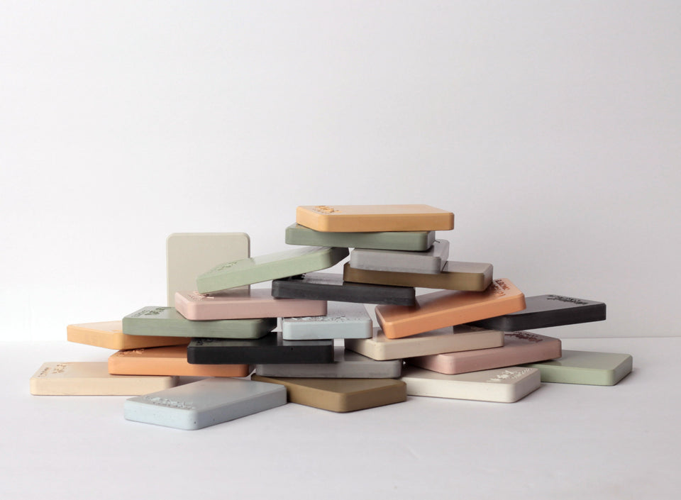 Concrete Color Samples for Your Space, Individual, grey scale, or full 12-color set. Order now to bring modern vibes home. Rustic style.