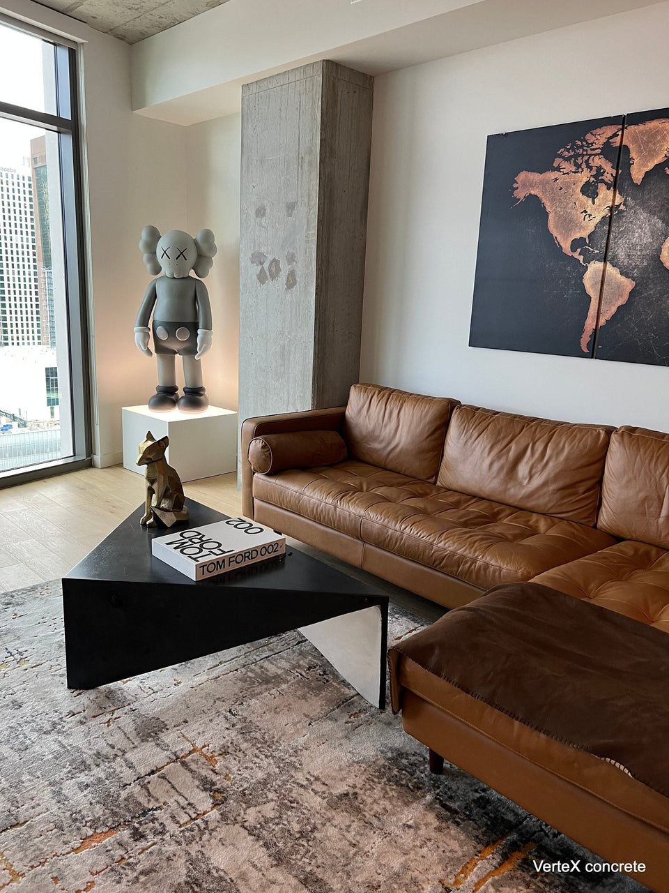 Bermuda Concrete Coffee Table - Isosceles 42, indoor and outdoor coffee table, handmade, Modern/unique coffee Table, Custom size table