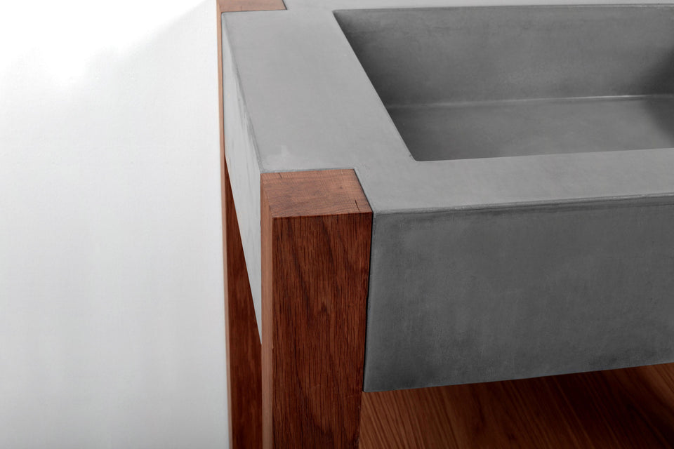 Plus Design Concrete Sink with Vanity | Handmade UHPC, Fiberglass Reinforced | Waterproof | Customizable Dim | Modern Luxury Bathroom Ideas