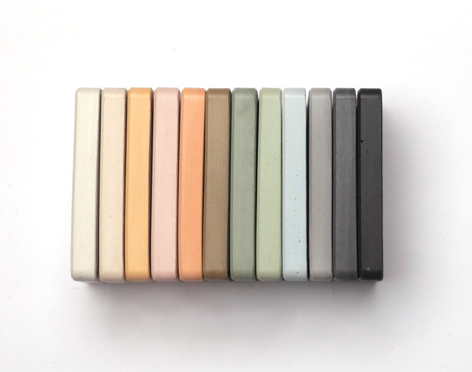 Concrete Color Samples for Your Space, Individual, grey scale, or full 12-color set. Order now to bring modern vibes home. Rustic style.