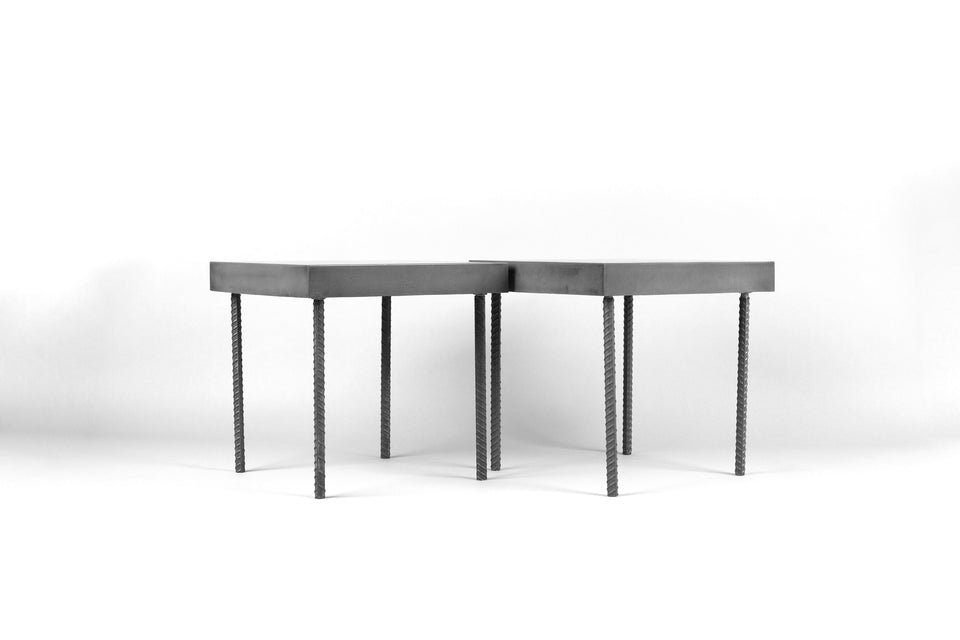 Modern Concrete Coffee Table: Rebar Design, UHPC, Waterproof, 23" Height. Monumental Custom Concrete and Metal design. #ConcreteFurniture.