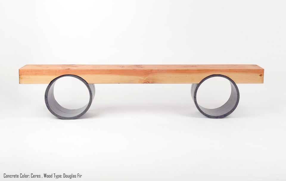 Minimal Concrete Halo Bench, Handmade, UHPC, Waterproof, Customizable Dim, Modern Luxury landscape furniture Ideas, Exterior design