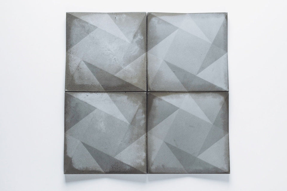 Twisted 3D Square Concrete Wall Tiles: Handmade UHPC Set of 4, Waterproof, Weatherproof, Food-Safe, modern tile for kitchen, rustic style.