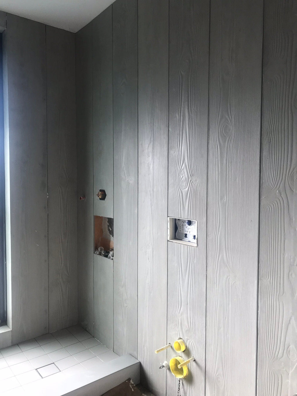 Image showcasing Custom Set of 3D Wood-Textured Concrete Wall Panels for Modern and Uni