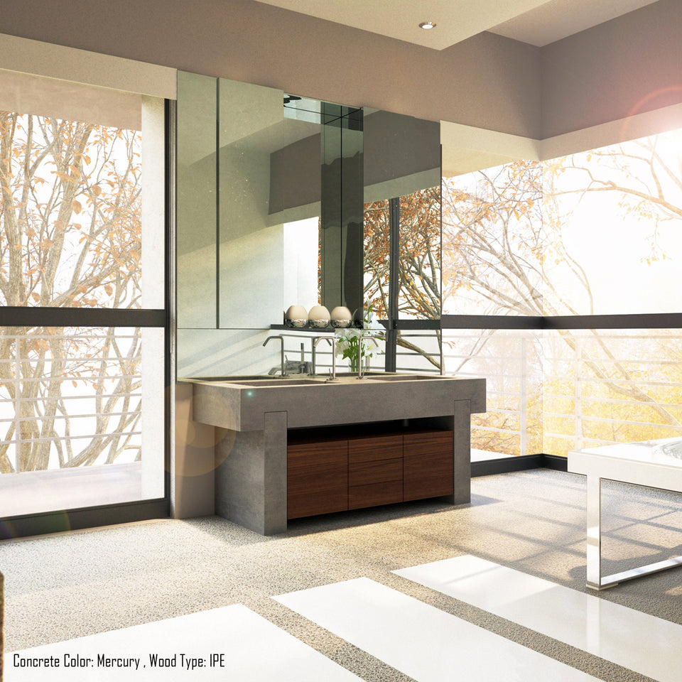 Concrete Sink Podium Vanity Design, Double Basin