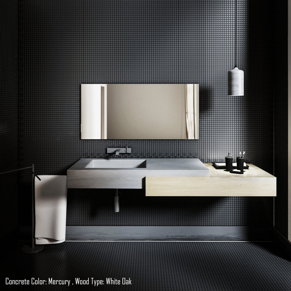 Floating Concrete Sink/Vanity, Handmade, Fiberglass Reinforced, Waterproof, Customizable Dim, Modern Luxury Bathroom Ideas, interior design.