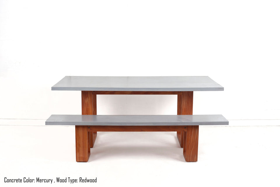 Concrete Modern Indoor/Outdoor Dining and Bench Set