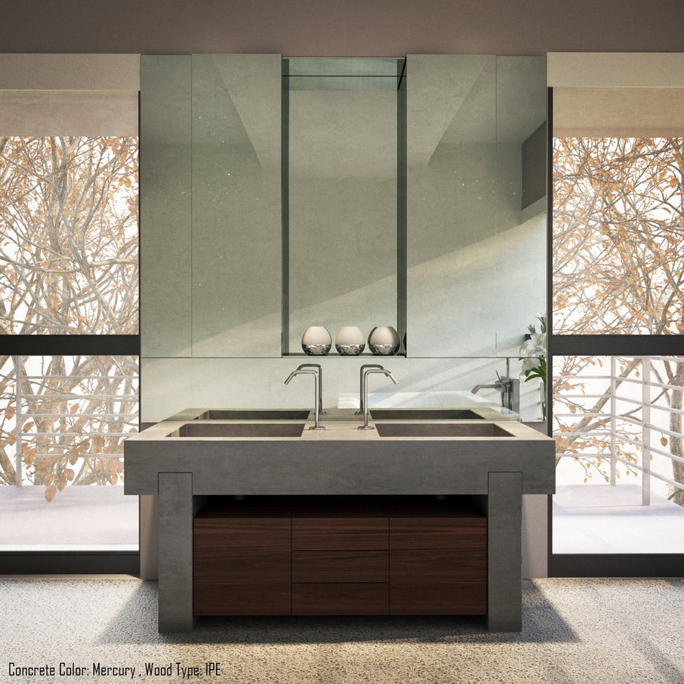 Concrete Sink Podium Vanity Design, Double Basin