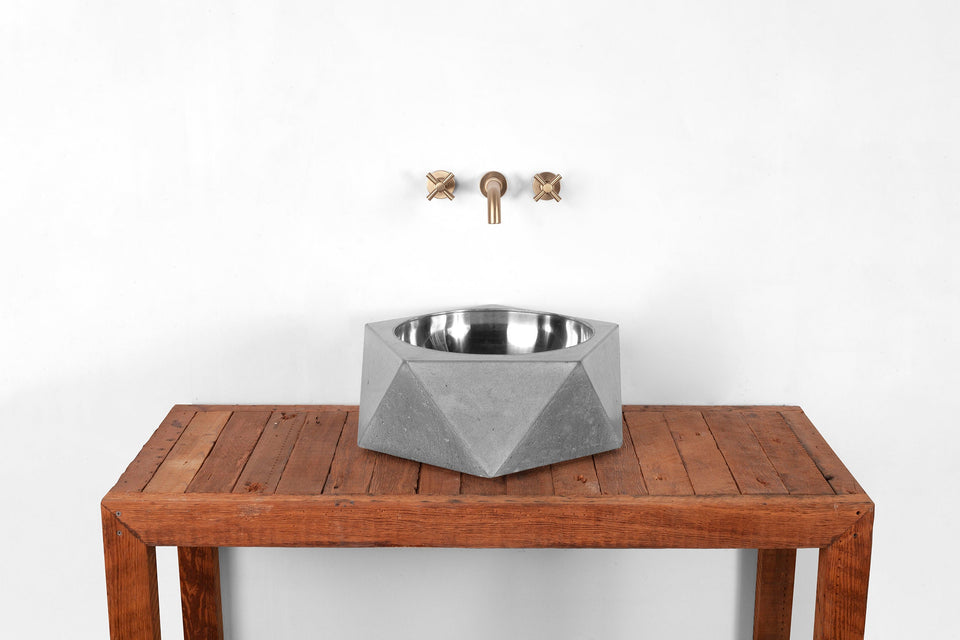 Concrete Gemstone Over-Mount Sink, Handmade UHPC, Fiberglass Reinforced | Waterproof | Customizable Dim | Modern Luxury Bathroom Ideas