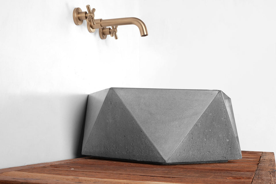 Concrete Gemstone Over-Mount Sink, Handmade UHPC, Fiberglass Reinforced | Waterproof | Customizable Dim | Modern Luxury Bathroom Ideas