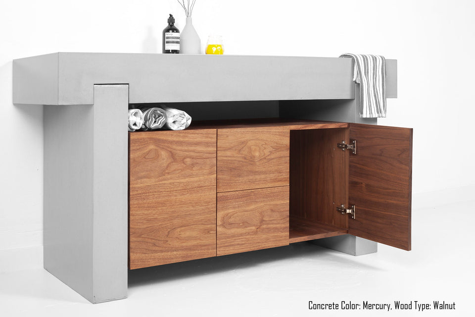 Concrete Sink Podium Vanity Design, Double Basin