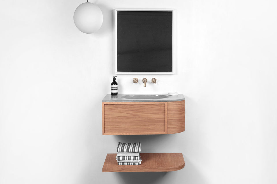 Floating Vanity and shelf with Oval Basin - Handmade, UHPC, Waterproof. Custom Dim, Modern Luxury Bathroom. Interior Design, Rustic Style.