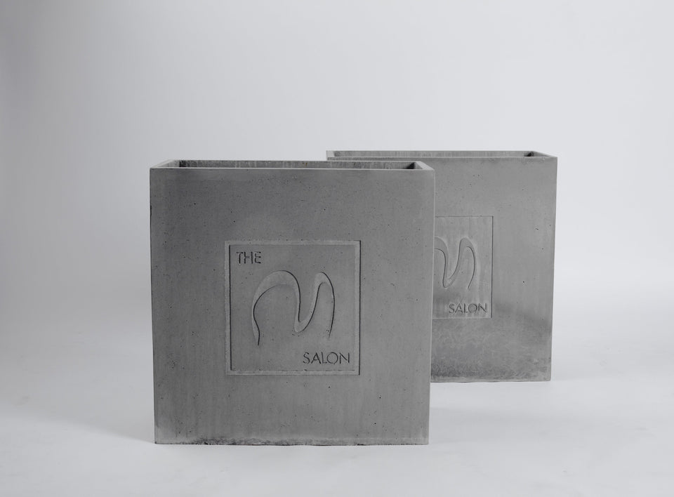 Concrete Planter Custom Design or Business Logo, Modern Gray Concrete planter, concrete vase, custom size and color.