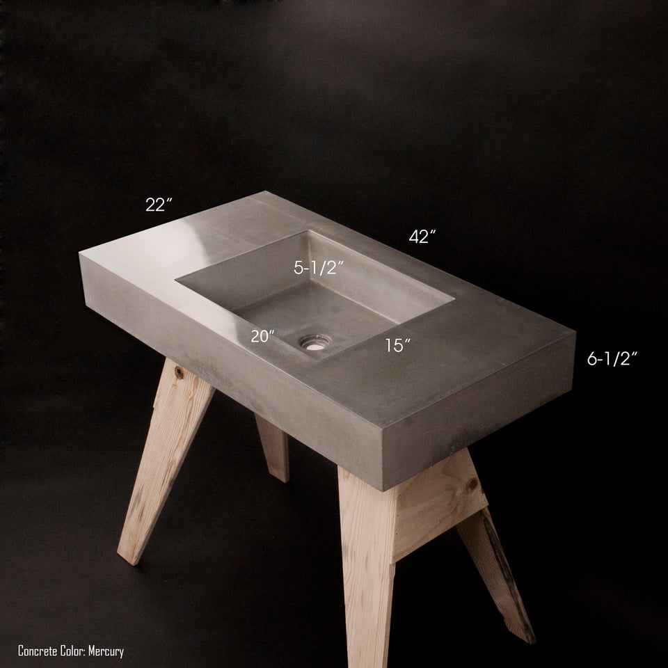 Floating Concrete Sink - Custom Floating Sink made of Concrete, bathroom vanity, floating vanity, concrete vanity, floating bathroom vanity.