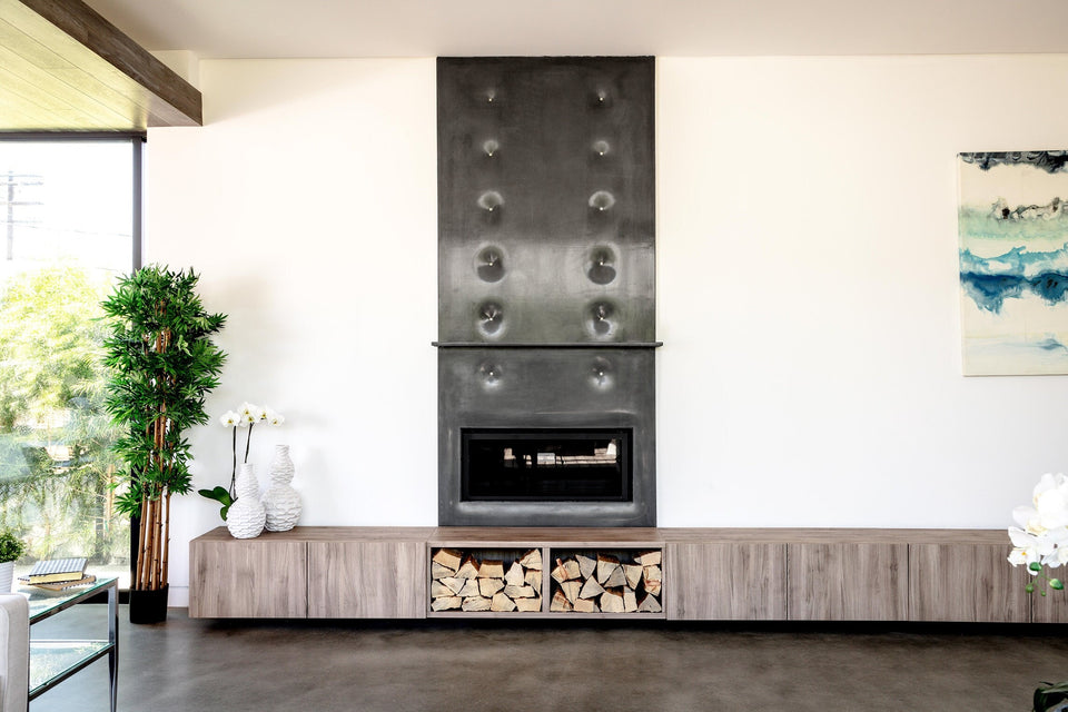 Concrete Fireplace Cushion Design, modern fireplace, fireplace design and idea, rustic style, unique fireplace for living room.
