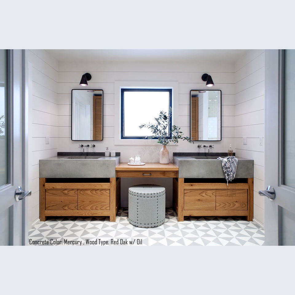 Concrete Sink with Vanity, Handmade UHPC, Fiberglass Reinforced | Waterproof | Modern Luxury Bathroom Ideas.