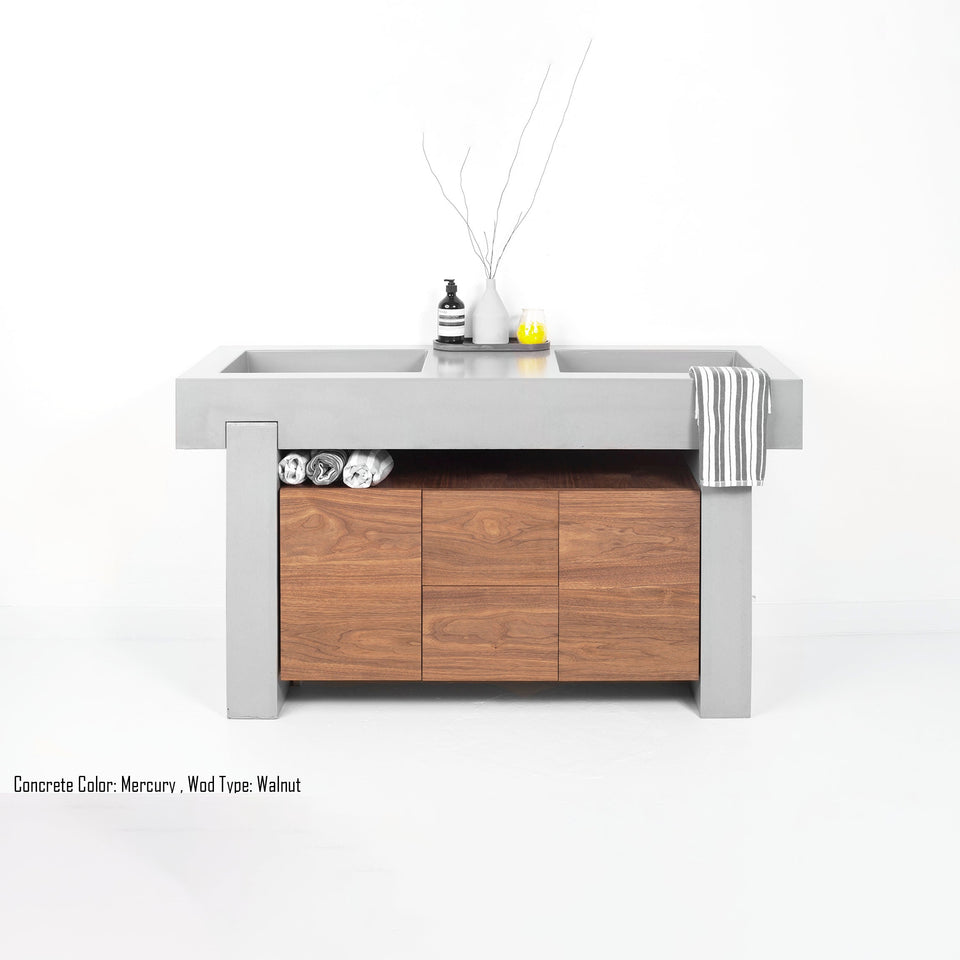 Concrete Sink Podium Vanity Design, Double Basin