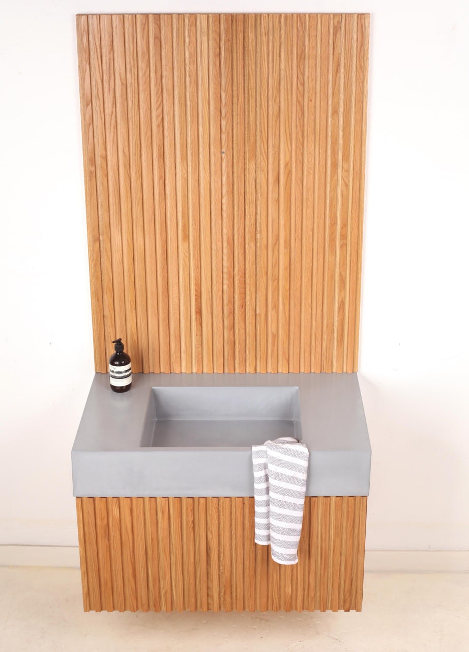 Concrete Vanity Sink Strip, Handmade, UHPC, Waterproof, Customizable Dim, Modern Luxury Bathroom Ideas, interior design, Concrete Furniture.