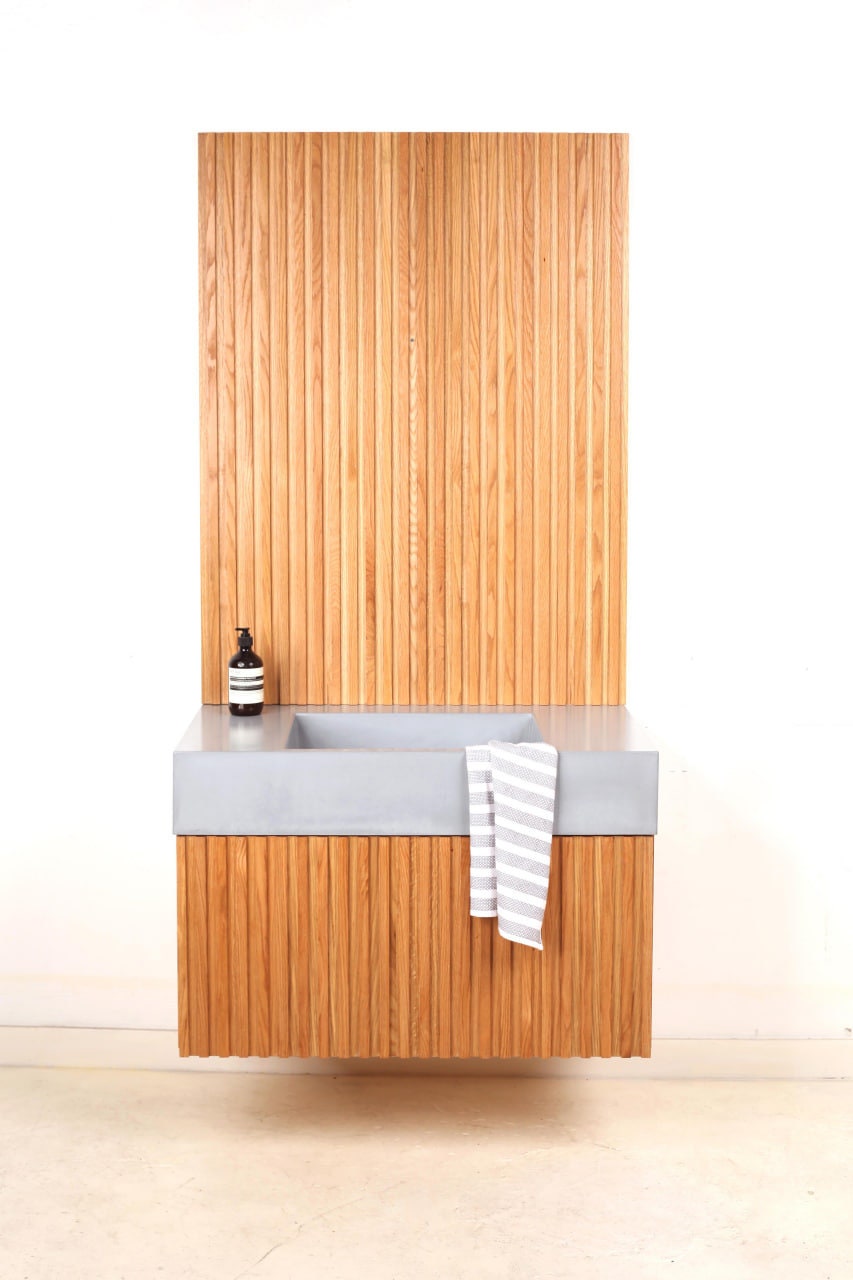 Concrete Vanity Sink Strip, Handmade, UHPC, Waterproof, Customizable Dim, Modern Luxury Bathroom Ideas, interior design, Concrete Furniture.