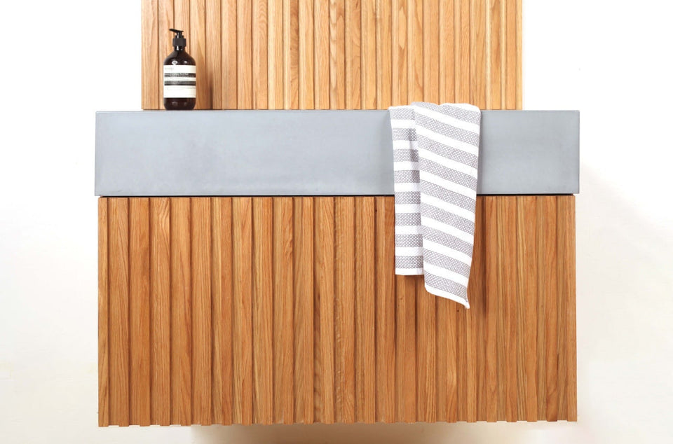 Concrete Vanity Sink Strip, Handmade, UHPC, Waterproof, Customizable Dim, Modern Luxury Bathroom Ideas, interior design, Concrete Furniture.
